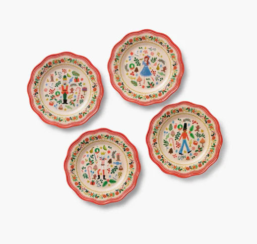 Rifle Paper Co. Holly Jolly Nutcracker Melamine Assorted Dessert Plates