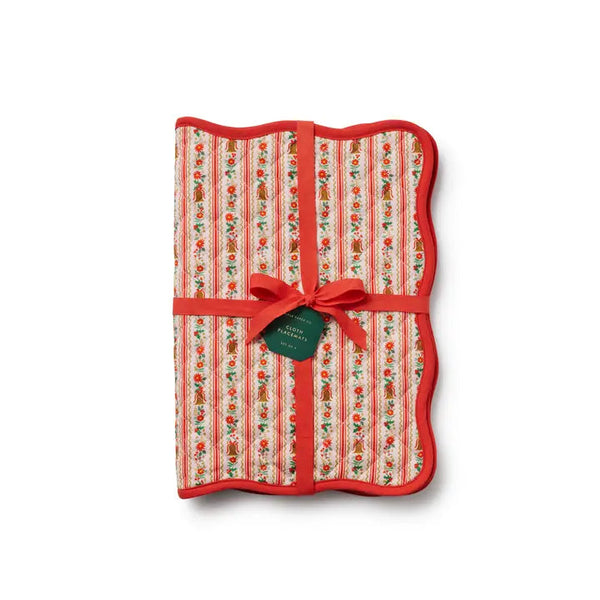 Rifle Paper Co. Holly Jolly Quilted Cotton Placemats, Set of 4