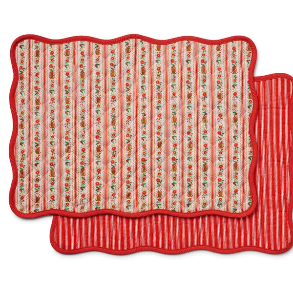 Rifle Paper Co. Holly Jolly Quilted Cotton Placemats, Set of 4
