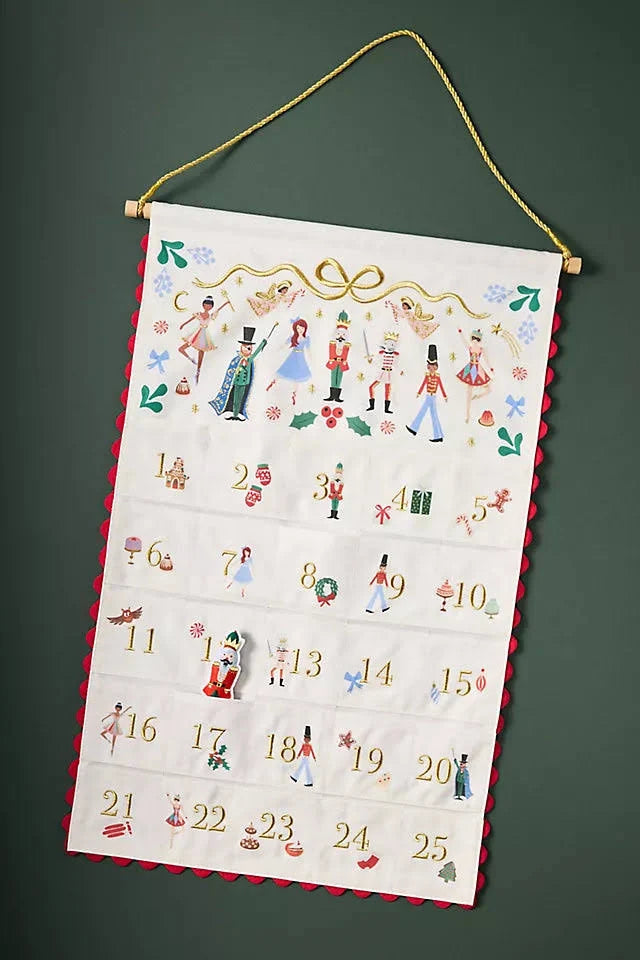 Rifle Paper Co. Nutcracker Embroidered Hanging Advent Calendar