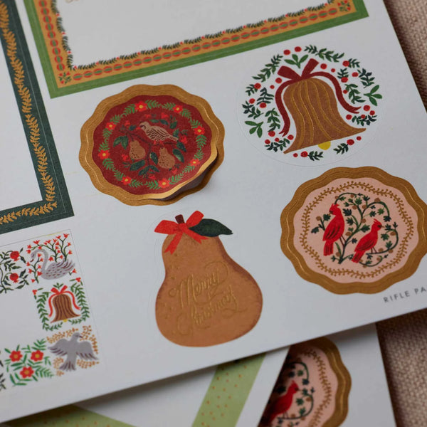 Rifle Paper Co. Pack of 3 Christmastide Stickers & Labels