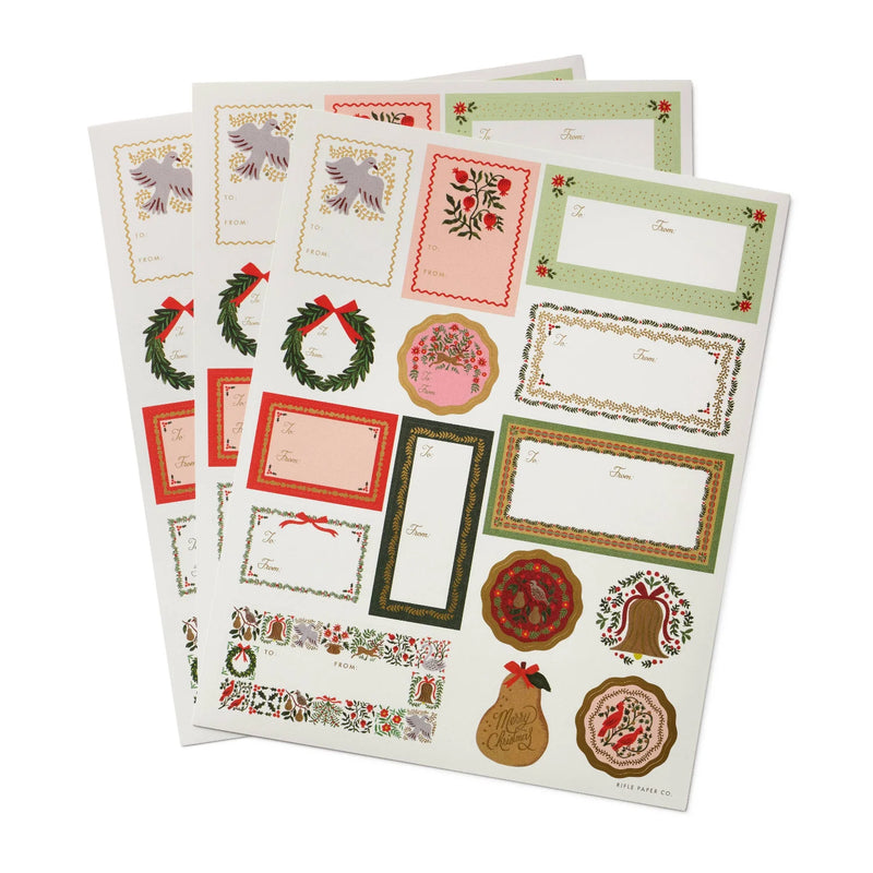 Rifle Paper Co. Pack of 3 Christmastide Stickers & Labels