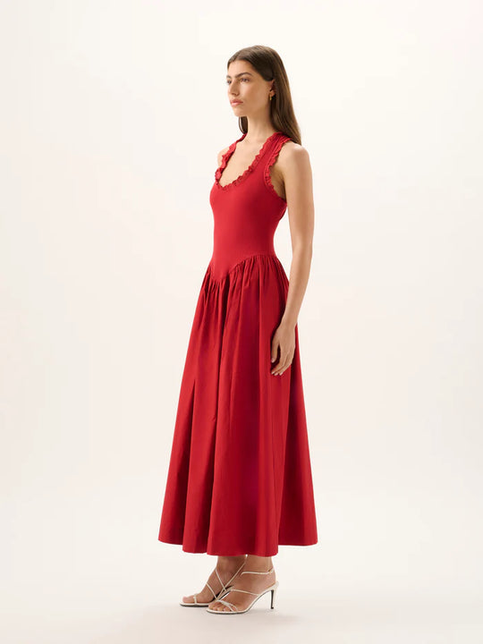 Roame. Lucy Rib Maxi Dress Pomegranate