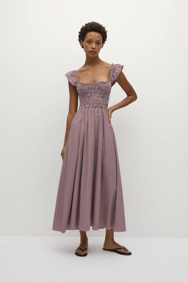 Faithfull the Brand Eudora Midi Dress - Gingham Deep Red