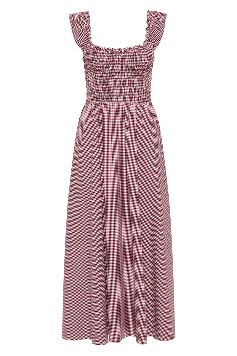 Faithfull the Brand Eudora Midi Dress - Gingham Deep Red