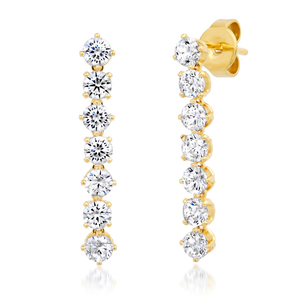 Tai Gold vermeil post earrings; Length: 2cm with 7 clear CZ- 3mm