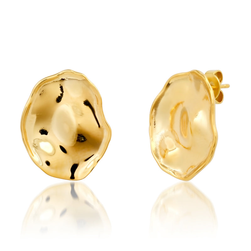 Tai Gold vermeil post earrings irregular shaped - 16.5 x 20mm with plain gold voal shaped 3.7 x 9.7mm