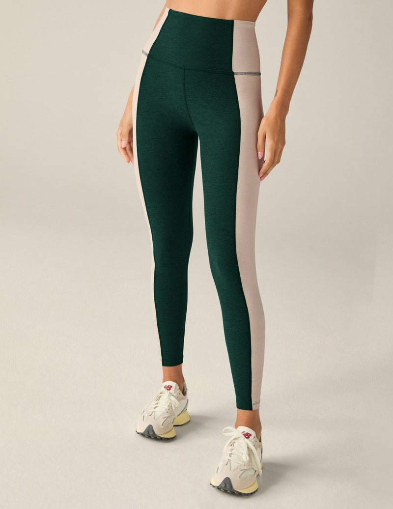 Beyond Yoga Spacedye Vitality Colorblock High Waisted Midi Leg Dark Spruce Green/Eggshell