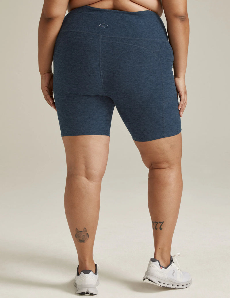 Beyond Yoga Spacedye Team Pockets High Waisted Biker Short Nocturnal Navy