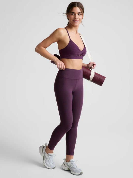 Beyond Yoga Twist Front Strappy Bra Brilliant Blackberry Heather