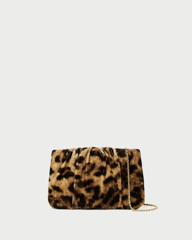 Loeffler Randall Serena Leopard Gathered Velvet Clutch