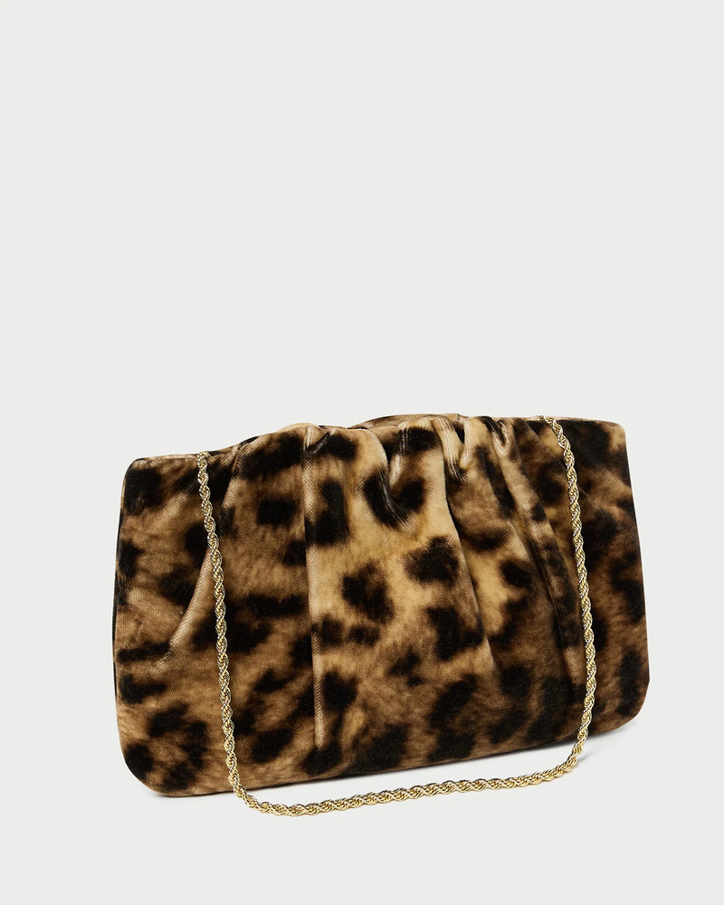 Loeffler Randall Serena Leopard Gathered Velvet Clutch