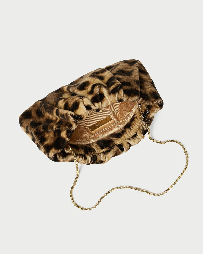 Loeffler Randall Serena Leopard Gathered Velvet Clutch