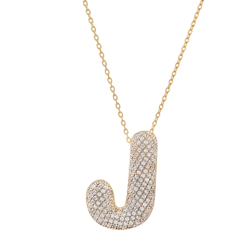 Tai Pave Cz Puffy Initial Necklace