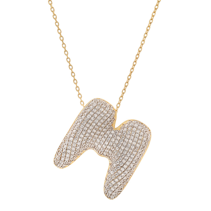 Tai Pave Cz Puffy Initial Necklace