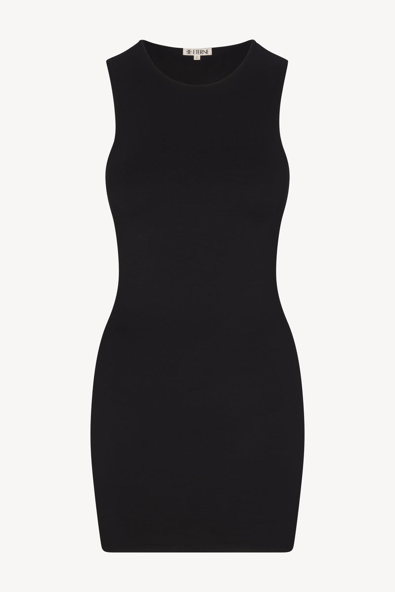 Eterne Sleeveless Crewneck Mini Dress Black