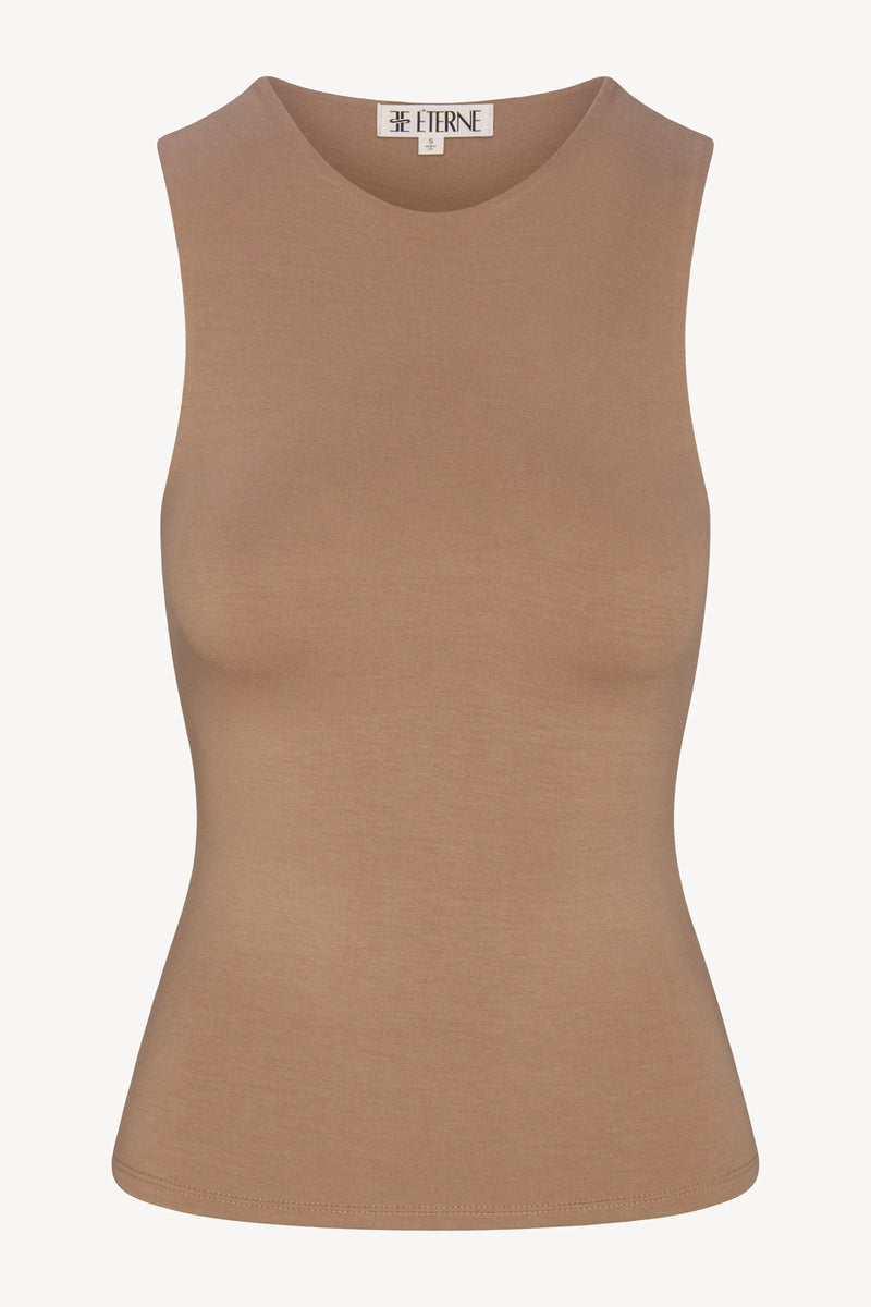 Eterne Sleeveless Crewneck Top Taupe