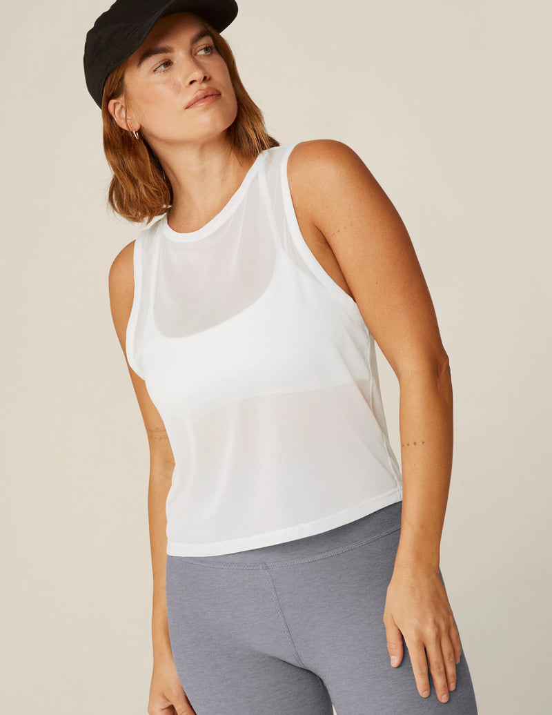 Beyond Yoga Show Off Mesh Tank White