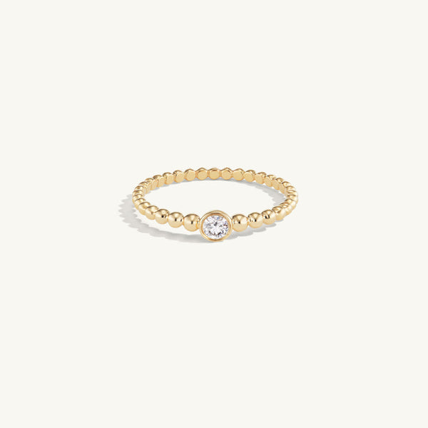 Sophie Ratner Beaded One Diamond Ring Size 6.5