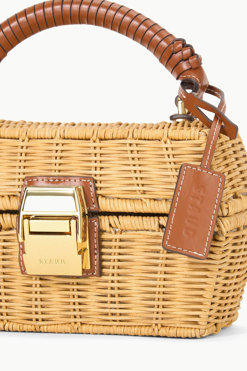 Staud Wicker Tackle Box Bag Natural