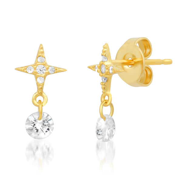 Tai Star with CZ dangle Earrings - 925 Silver