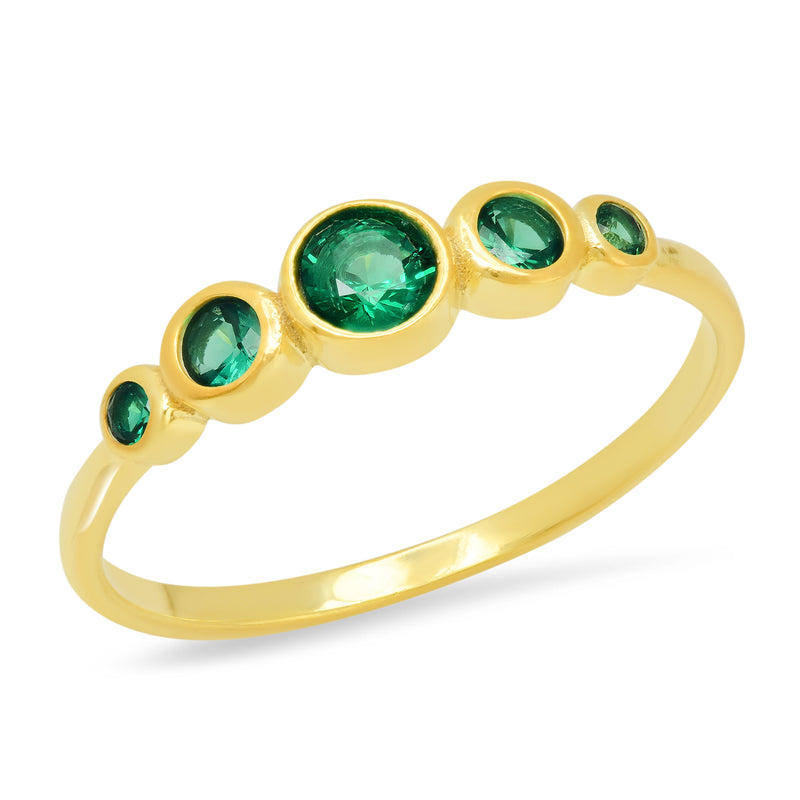 Tai gold vermeil ring with mixed sized emerald CZ center