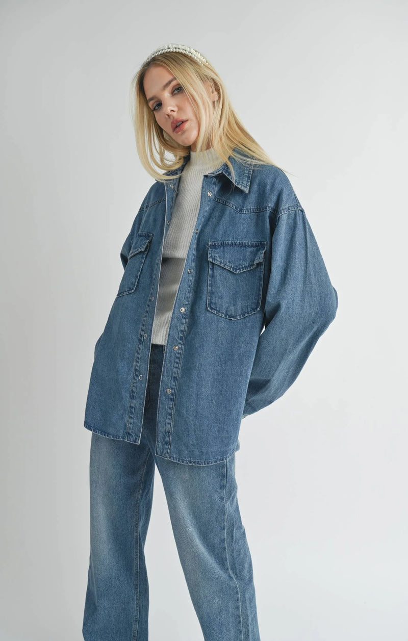 Sage the Label  Selfless Oversized Denim Shacket