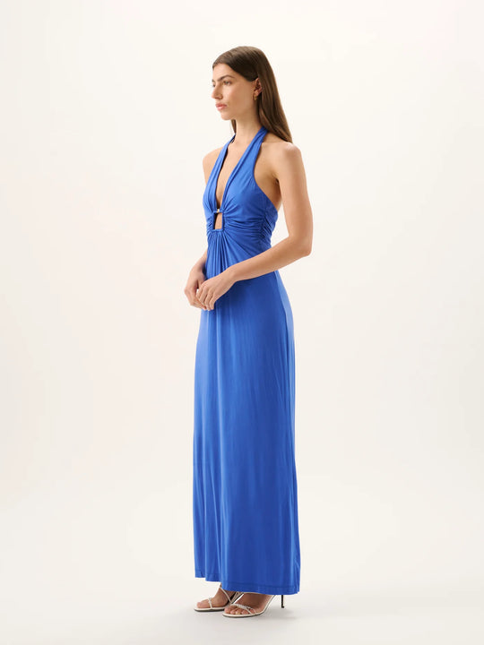 Roame Sawyer Cupro Halter Dress Lapis