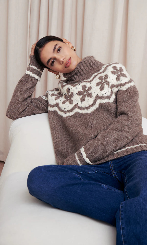 Saylor Blanche Daisy Yoke Fairisle Sweater