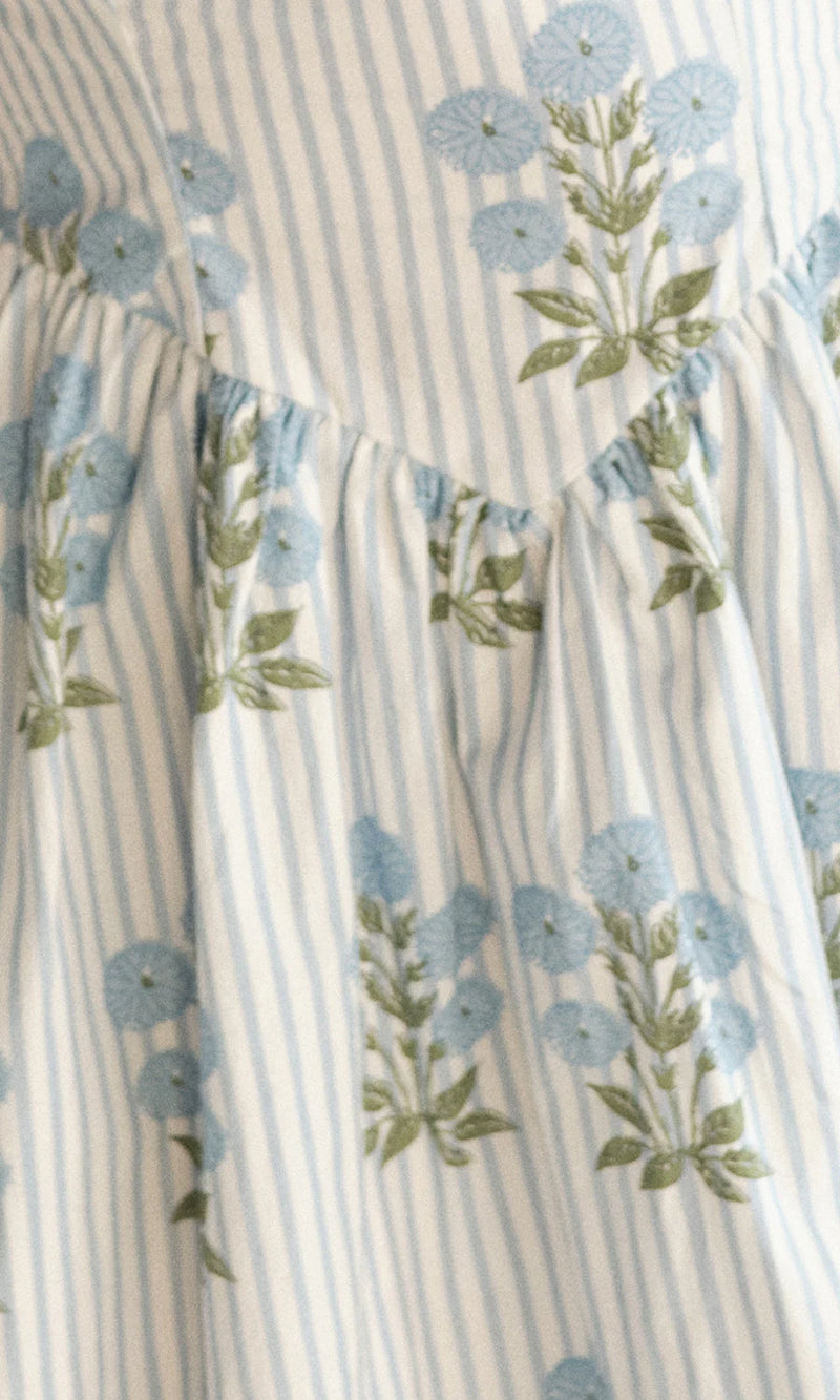 Saylor Fara Stripe Floral Block Print Mini Dress