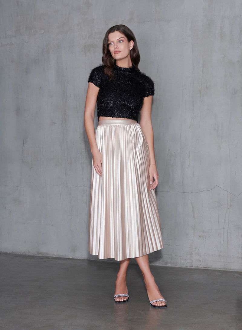 Saylor Pavla Metallic Leather Midi Skirt