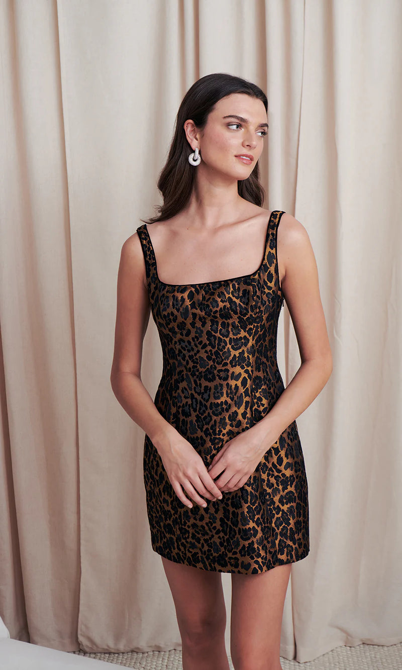 Saylor Randi Leopard Jacquard Mini Dress