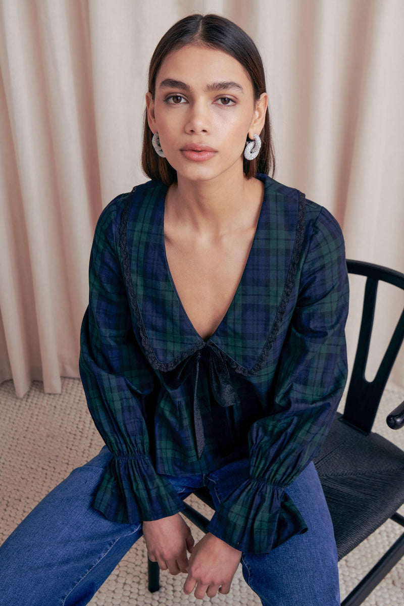 Saylor Yule Holiday Plaid Top