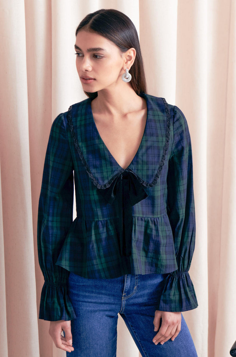 Saylor Yule Holiday Plaid Top