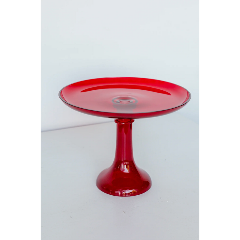 Estelle Colored Glass Cake Stand Red
