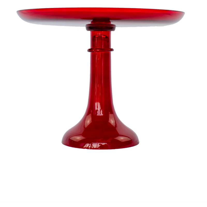 Estelle Colored Glass Cake Stand Red