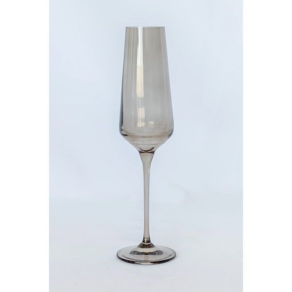 Estelle Colored Glass Champagne Flute Gray Smoke
