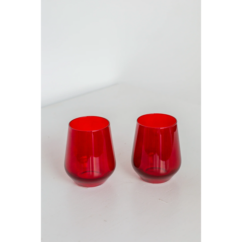 Estelle Colored Glass Wine Stemless Red