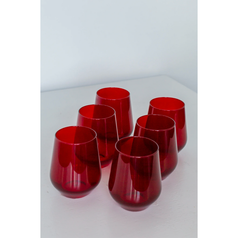 Estelle Colored Glass Wine Stemless Red