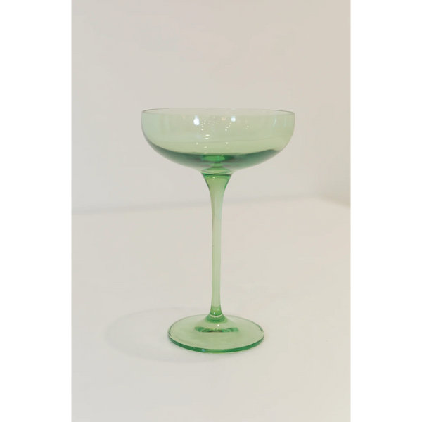 Estelle Colored Glass Champagne Coupe Stemware Mint Green