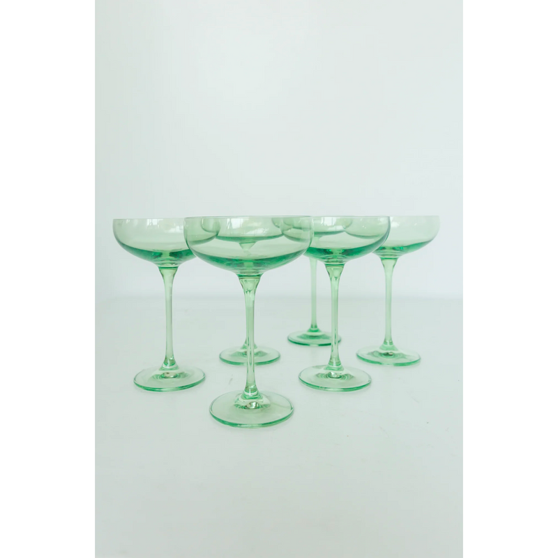 Estelle Colored Glass Champagne Coupe Stemware Mint Green