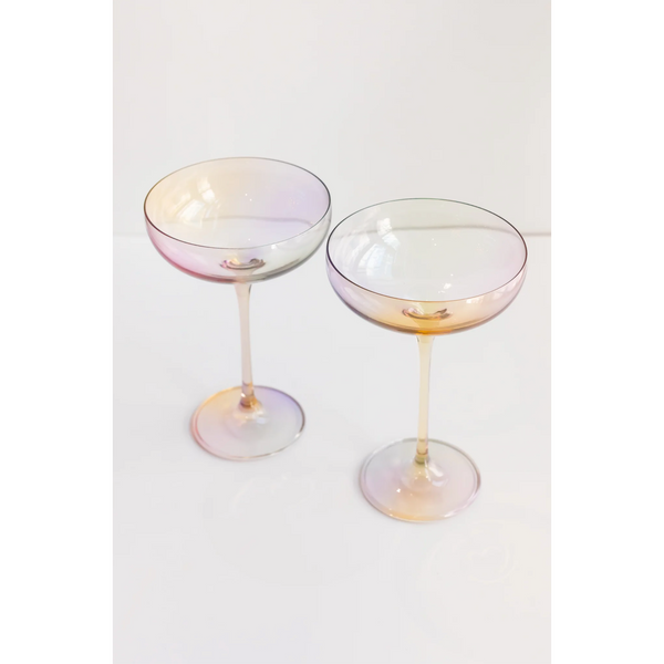 Estelle Colored Glass Champagne Coupe Stemware Iridescent