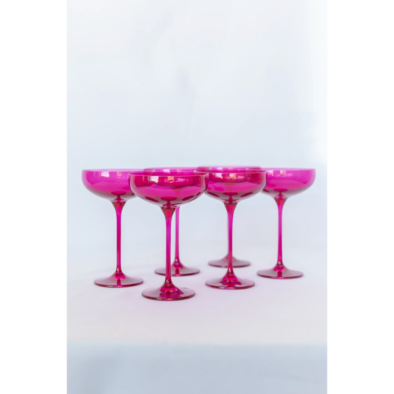 Estelle Colored Glass Champagne Coupe Stemware Viva Magenta