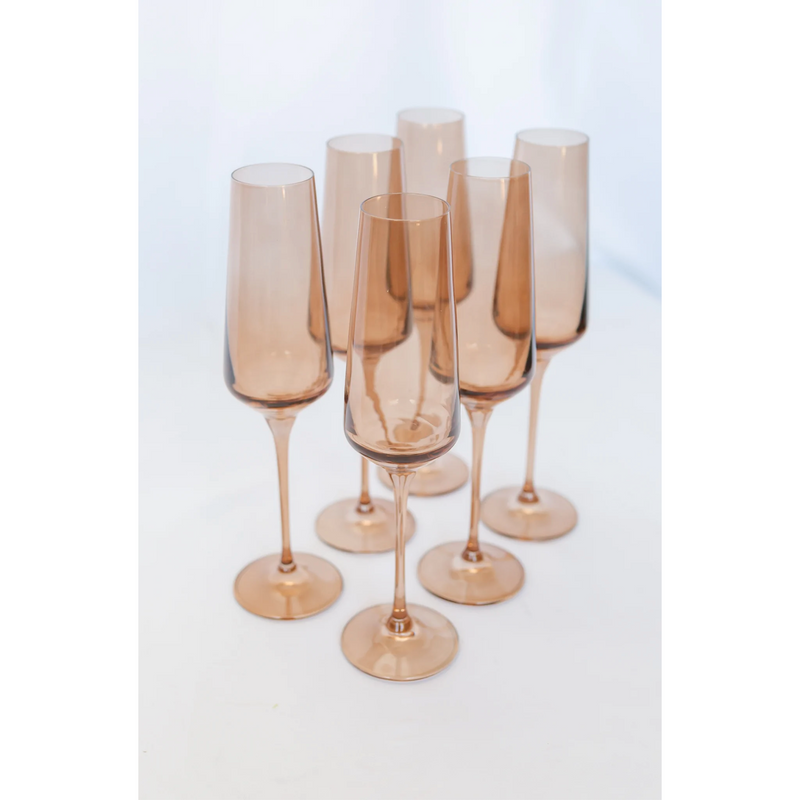 Estelle Colored Glass Champagne Flute Amber Smoke