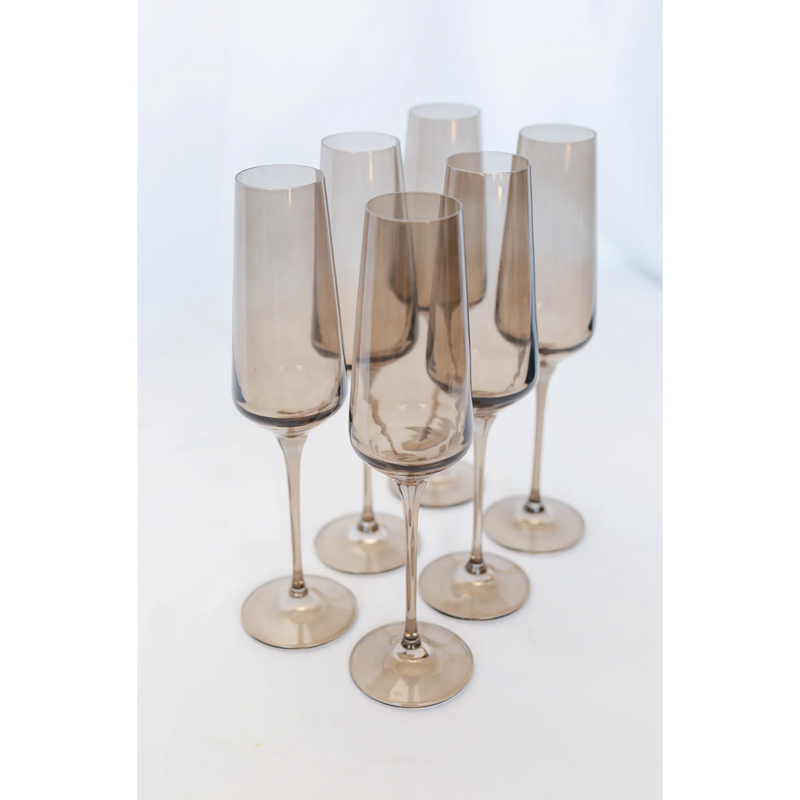 Estelle Colored Glass Champagne Flute Gray Smoke