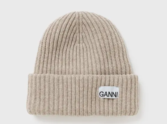 Ganni Structured Rib Beanie Brazilian Sand