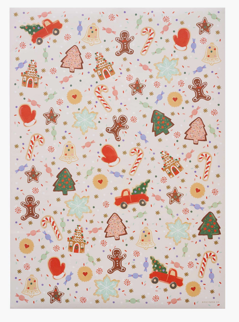 Rifle Paper Co. Roll of 3 Christmas Cookies Wrapping Sheets