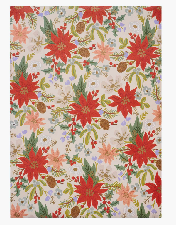 Rifle Paper Co. Roll of 3 Poinsettia Wrapping Sheets