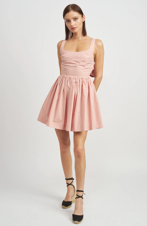 En Saison Back Tied Mini Dress Blush Pink