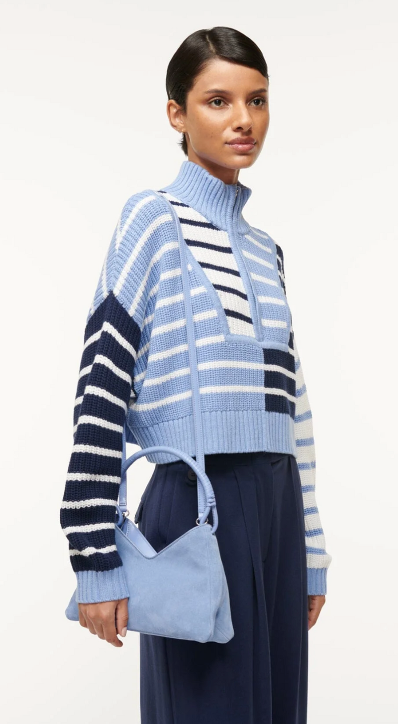 Staud Cropped Hampton Sweater Adriatic Stripe